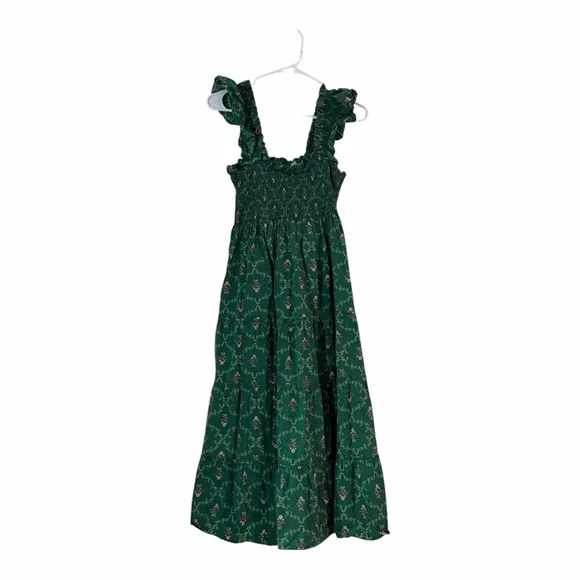 Hill House Ellie Nap Dress Cottagecore Emerald Trellis Floral Size Small - Picture 4 of 7